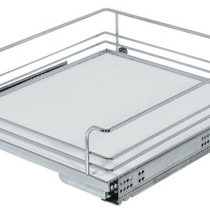 Kesseböhmer Unterschrank-Innenauszug Montage hinter Drehtüren wälzlagergeführt mit Tablar-Boden, Korpusbreite 600 mm