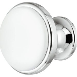 Häfele Möbelknopf H2071 rund Ø 34 mm, verchromt poliert – Einlage weiß