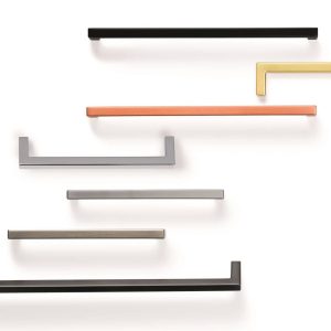 Viefe Möbelgriff U aus Metall eckig 8,5 x 8,5 mm, 192 mm – grau gebürstet
