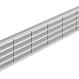 Häfele Lüftungsgitter H3637 eckig 570×57 mm Aluminium nach hinten verlaufende Lamellen, silberfarben, 570 x 57 mm