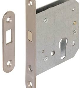 Häfele Startec Einsteckschloss für Schiebetüren Zirkelriegel PZ, Edelstahl matt – Dornmaß 65 mm