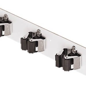 Häfele Stielgerätehalter Besen Wandhalter Klemmen fixiert, 3 fach Haken Häfele Stielgerätehalter Besen Wandhalter Klemmen fixiert, 3 fach Haken