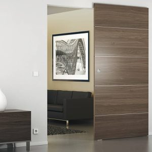 Häfele Schiebetürbeschlag Slido Design 80-M Schiebetürset für Holztüren unsichtbare Lauftechnik, Länge 1100 mm