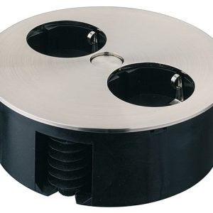 Häfele Steckdosen-Element 230 V drehbar 2-fach Steckdose Edelstahl Optik