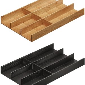 Häfele Besteckeinsatz H4137 aus Holz Schubkasteneinteilung universell flexibel für Nennlänge 500 mm, Esche schwarz gebürstet