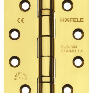 Häfele Aufschraubband für ungefälzte Innentüren bis 120 kg Edelstahl messingfarben poliert käntig, Modell DHB 8222 – 127x89x3