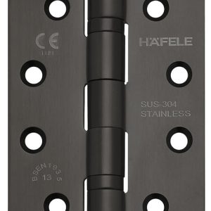 Häfele Aufschraubband für ungefälzte Innentüren bis 120 kg Edelstahl schwarz matt käntig, Modell DHB 4222 – 102x102x3