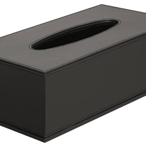 Häfele Kosmetiktuchspender OLGA aus Kunstleder schwarz mit Magnetverschluss 253 x 140 x 82 mm