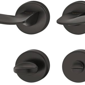 Häfele Türdrücker-Garnitur LDH 3320 Türgriff schwarz matt, WC – Badezimmer