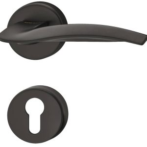 Häfele Türdrücker-Garnitur LDH 3320 Türgriff schwarz matt, PZ – Profilzylinder