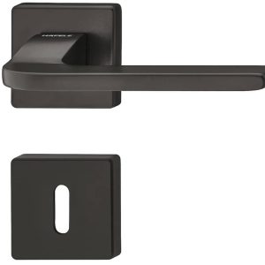 Häfele Türdrücker-Garnitur LDH 3235 Türgriff Klasse 3 schwarz matt, PZ – Profilzylinder