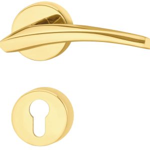 Häfele Türdrücker-Garnitur LDH 3310 Türgriff Messing poliert, PZ – Profilzylinder
