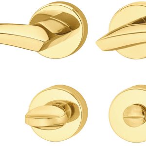 Häfele Türdrücker-Garnitur LDH 3310 Türgriff Messing poliert, WC – Badezimmer