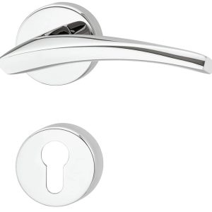 Häfele Türdrücker-Garnitur LDH 3310 Türgriff verchromt poliert, PZ – Profilzylinder