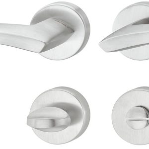 Häfele Türdrücker-Garnitur LDH 3310 Türgriff verchromt satiniert, WC – Badezimmer