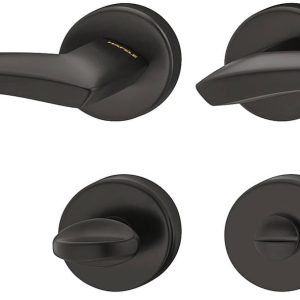 Häfele Türdrücker-Garnitur LDH 3310 Türgriff schwarz matt, WC – Badezimmer