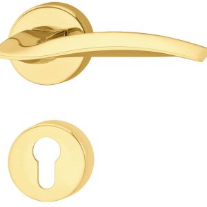Häfele Türdrücker-Garnitur LDH 3320 Türgriff Messing poliert, PZ – Profilzylinder