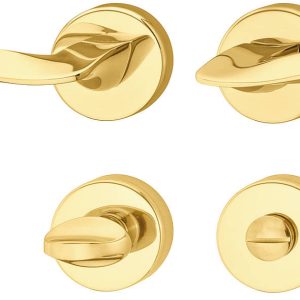 Häfele Türdrücker-Garnitur LDH 3320 Türgriff Messing poliert, WC – Badezimmer