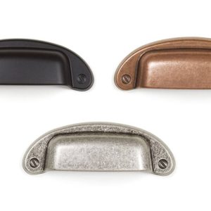 Viefe Muschelgriff PETRA aus Metall, BA 64 mm, Silber antik