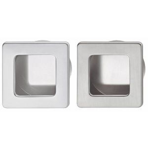 Häfele Muschelgriff ARIANE aus Metall, eckig, Silber matt – 50 x 50 mm – Bohr-Ø 45 mm