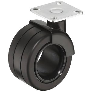 Häfele Doppel-Möbelrolle H4828 Lenkrolle Tragkraft 50 kg, schwarz – ohne Feststeller