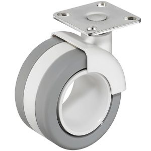 Häfele Doppel-Möbelrolle H4828 Lenkrolle Tragkraft 50 kg, weiß/grau – ohne Feststeller