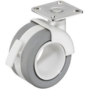 Häfele Doppel-Möbelrolle H4828 Lenkrolle Tragkraft 50 kg, weiß/grau – mit Feststeller