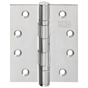 Häfele Aufschraub-Schanier Türband für ungefälzte Türen bis 58/61 kg Edelstahl  matt, 102 x 89 mm