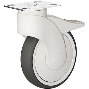 Häfele Design-Möbelrolle H4822 Tragkraft 110 kg lenkbar mit Anschraubplatte, mit Feststeller, 125 mm