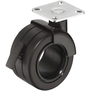 Häfele Doppel-Möbelrolle H4828 Lenkrolle Tragkraft 50 kg, schwarz – mit Feststeller