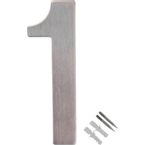 Gedotec Hausnummer aus Edelstahl Höhe 100 mm zum Aufschrauben, Ziffer 1