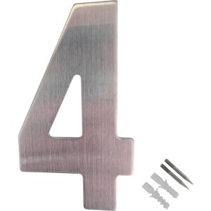Gedotec Hausnummer aus Edelstahl Höhe 100 mm zum Aufschrauben, Ziffer 4