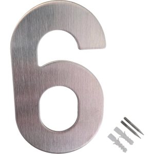 Gedotec Hausnummer aus Edelstahl Höhe 100 mm zum Aufschrauben, Ziffer 6