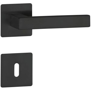 Hermat Türdrücker WEST 02 aus Edelstahl, BB – Buntbart Schwarz matt