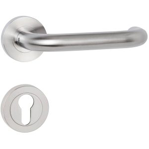 Hermat Türdrücker BASIC 01 aus Edelstahl, PZ – Profilzylinder Edelstahl matt