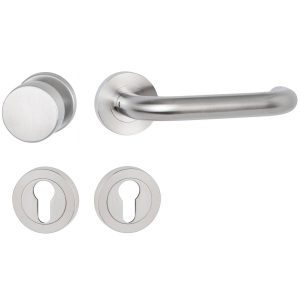 Hermat Türdrücker BASIC 01 aus Edelstahl, Knopf / Drücker – DIN rechts Edelstahl matt