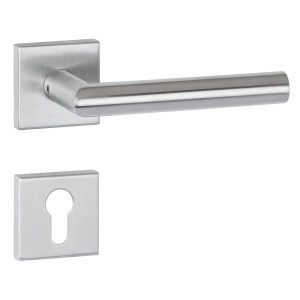 Hermat Türdrücker BASIC 02 aus Edelstahl, PZ – Profilzylinder Edelstahl matt