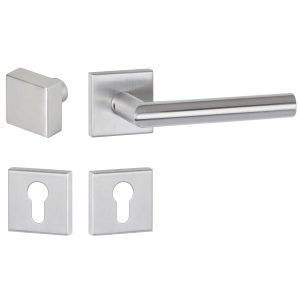 Hermat Türdrücker BASIC 02 aus Edelstahl, Knopf / Drücker – DIN rechts Edelstahl matt