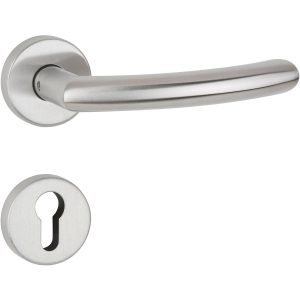 Hermat Türdrücker BASIC 04 aus Edelstahl, PZ – Profilzylinder Edelstahl matt
