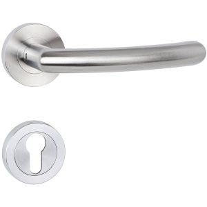 Hermat Türdrücker BASIC 05 aus Edelstahl, PZ – Profilzylinder Edelstahl matt
