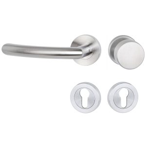 Hermat Türdrücker BASIC 05 aus Edelstahl, Knopf / Drücker – DIN links Edelstahl matt