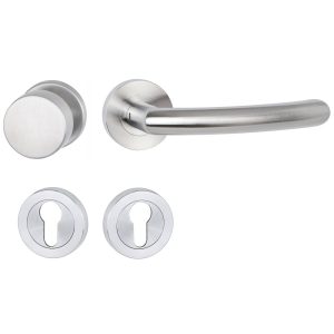 Hermat Türdrücker BASIC 05 aus Edelstahl, Knopf / Drücker – DIN rechts Edelstahl matt