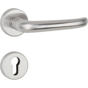 Hermat Türdrücker BASIC 06 aus Edelstahl, PZ – Profilzylinder Edelstahl matt