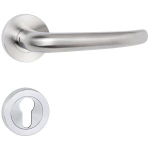 Hermat Türdrücker BASIC 08 aus Edelstahl, PZ – Profilzylinder Edelstahl matt