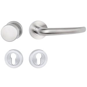 Hermat Türdrücker BASIC 08 aus Edelstahl, Knopf / Drücker – DIN rechts Edelstahl matt