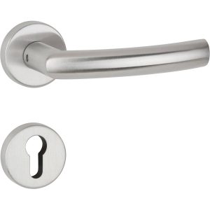 Hermat Türdrücker BASIC 07 aus Edelstahl, PZ – Profilzylinder Edelstahl matt