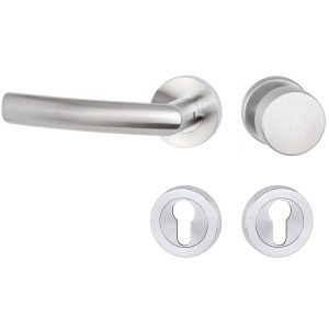 Hermat Türdrücker BASIC 10 aus Edelstahl, Knopf / Drücker – DIN links Edelstahl matt
