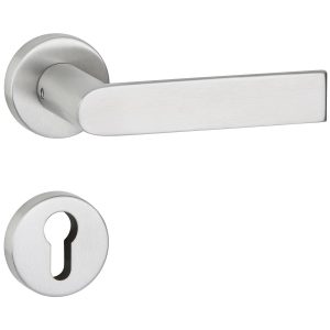 Hermat Türdrücker BASIC 13 aus Edelstahl, PZ – Profilzylinder Edelstahl matt