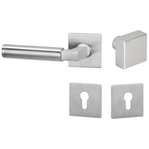 Hermat Türdrücker INFINITY 02 aus Edelstahl, Knopf / Drücker – DIN links Edelstahl matt