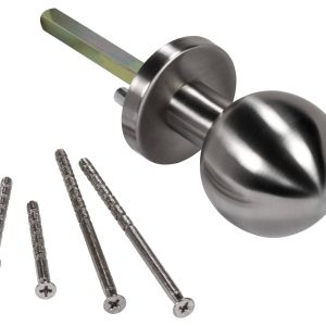 Lienbacher Türknopf aus Edelstahl auf Rundrosette rund gerade Ø 52 mm